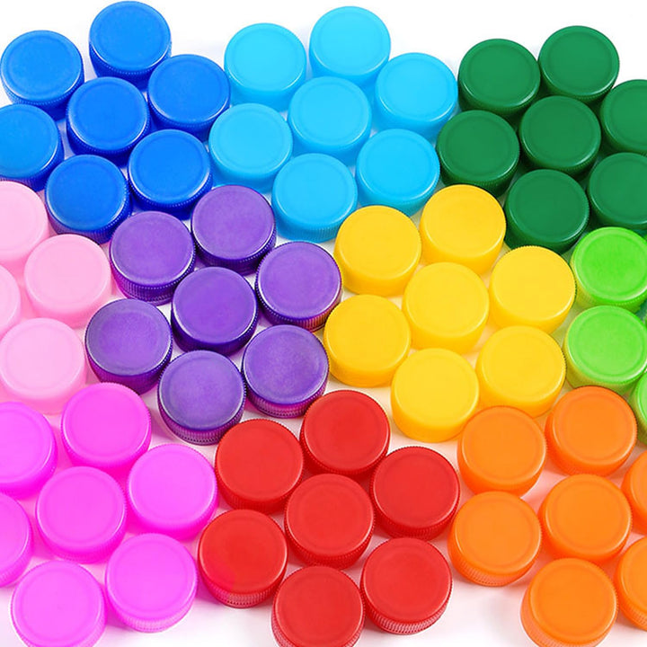 100 Stück Bunt Flaschenverschluss Plastik Flaschendeckel, DIY Flasche Abdeckung, 3 cm, dekorative DI