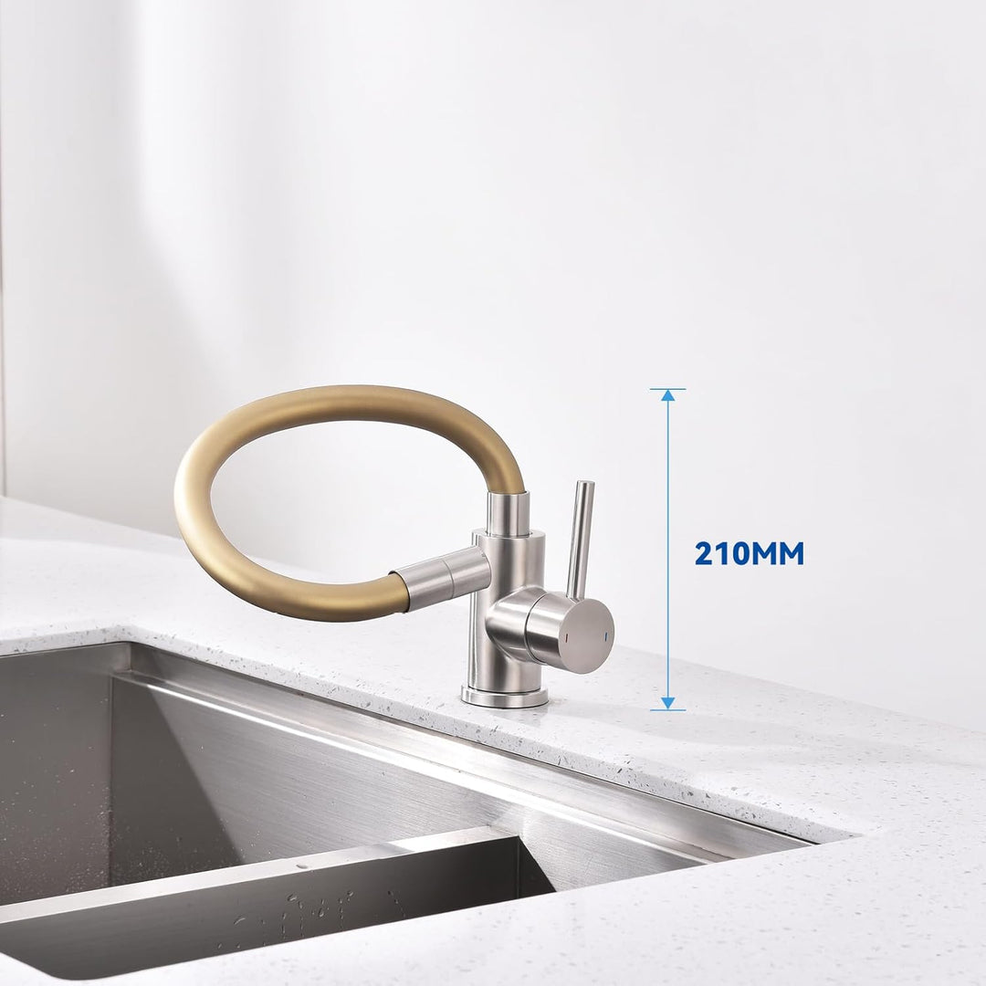 Wasserhahn Küche, Hochdruck Küchenarmatur mit Flexibler Auslauf, Mischbatterie Spültischarmatur Küch