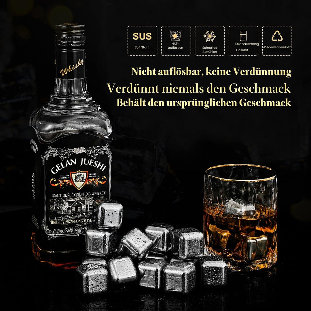 Geschenke für Männer - Eiswürfel Edelstahl Wiederverwendbare Metall Whisky Steine für Jahrestag Und