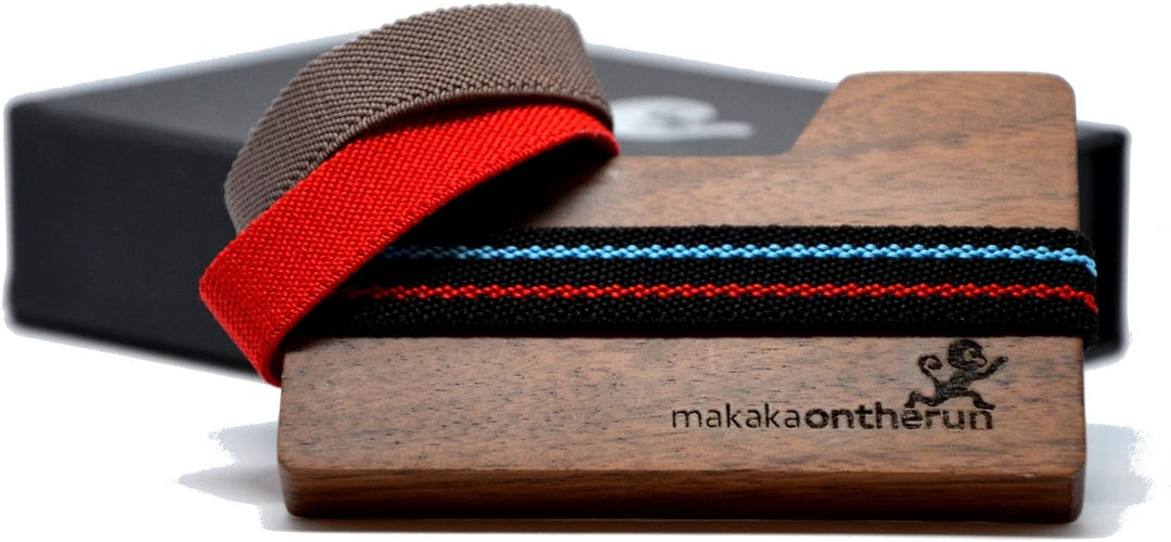MakakaOnTheRun Holz Kartenetui (Walnuss): Kleines Holz Portemonnaie, Slim Wallet Kreditkartenetui, G