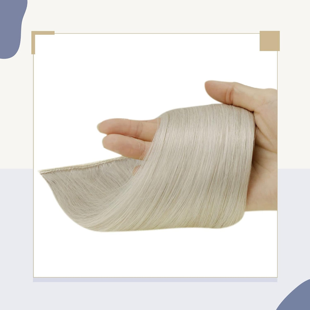 LaaVoo Ponytail Extensions Echthaar Blond 30cm Zopf Haarverlängerung Remy Human Hair Glatt #60 Plati