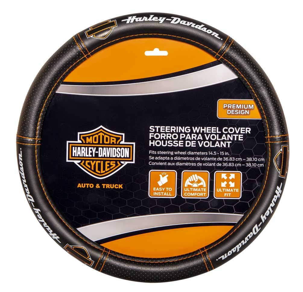 Harley-Davidson Deluxe B&S Lenkradhülle mit Kontrastnähten, Schwarz