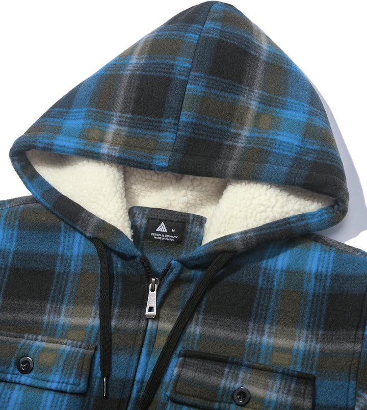 SwissWell Herren Hemdjacke Verdicken Kariertes mit Zipper Flanelljacke Plüschfutter Freizeit Gefütte