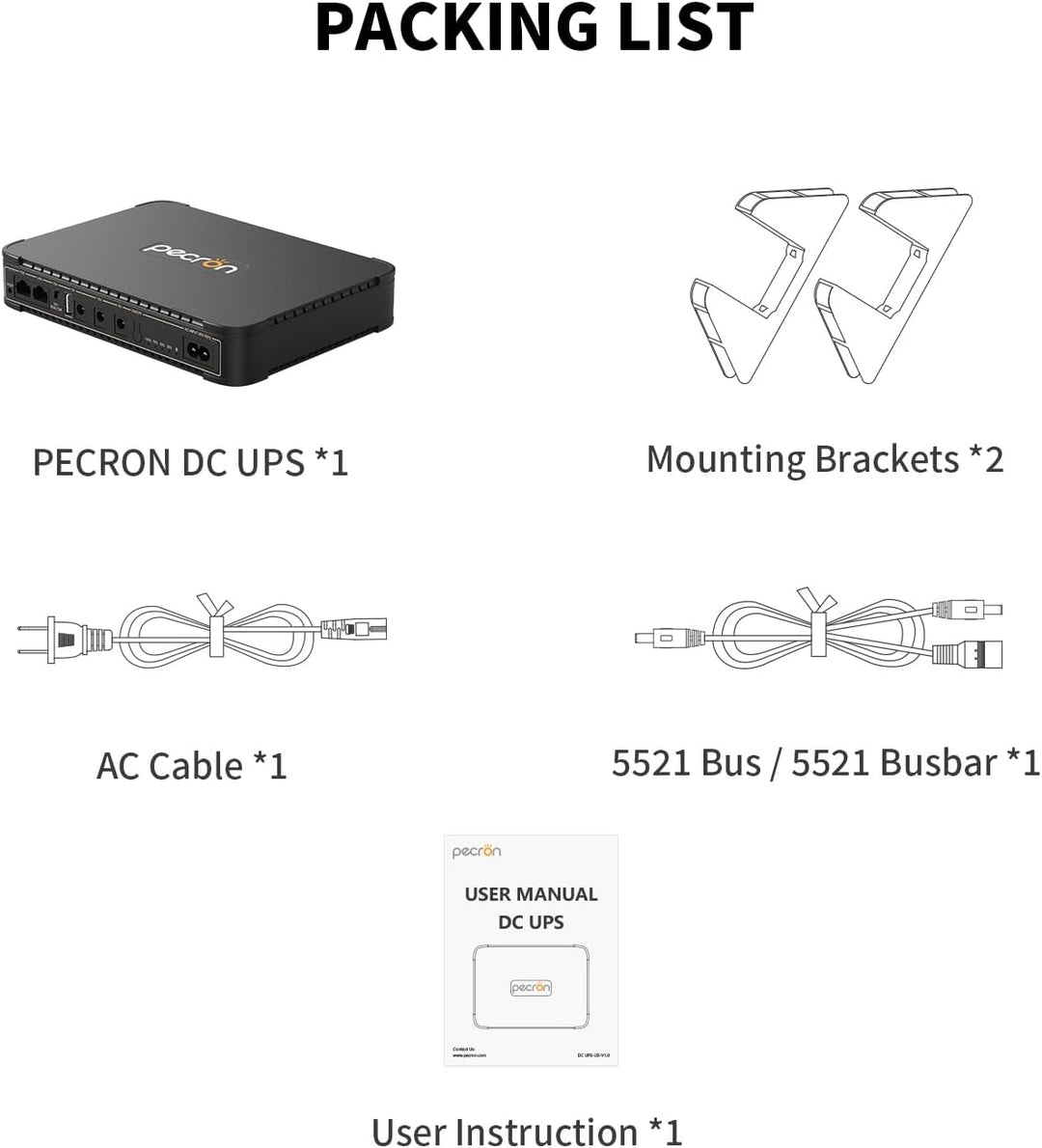 Pecron D77 DC UPS Battery Backup, 76.96Wh Small UPS for WiFi Router/Modem/Security Camera/Phone, Uni