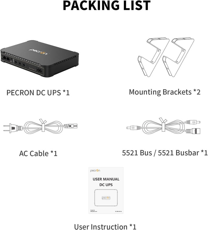 Pecron D77 DC UPS Battery Backup, 76.96Wh Small UPS for WiFi Router/Modem/Security Camera/Phone, Uni