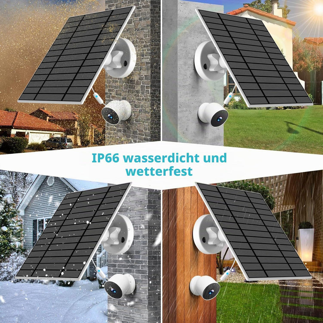 2 Stück, verbessert, mit Ladewarnung, Atemlicht. 6 W Solarpanel, kompatibel mit Google Nest-Kamera f