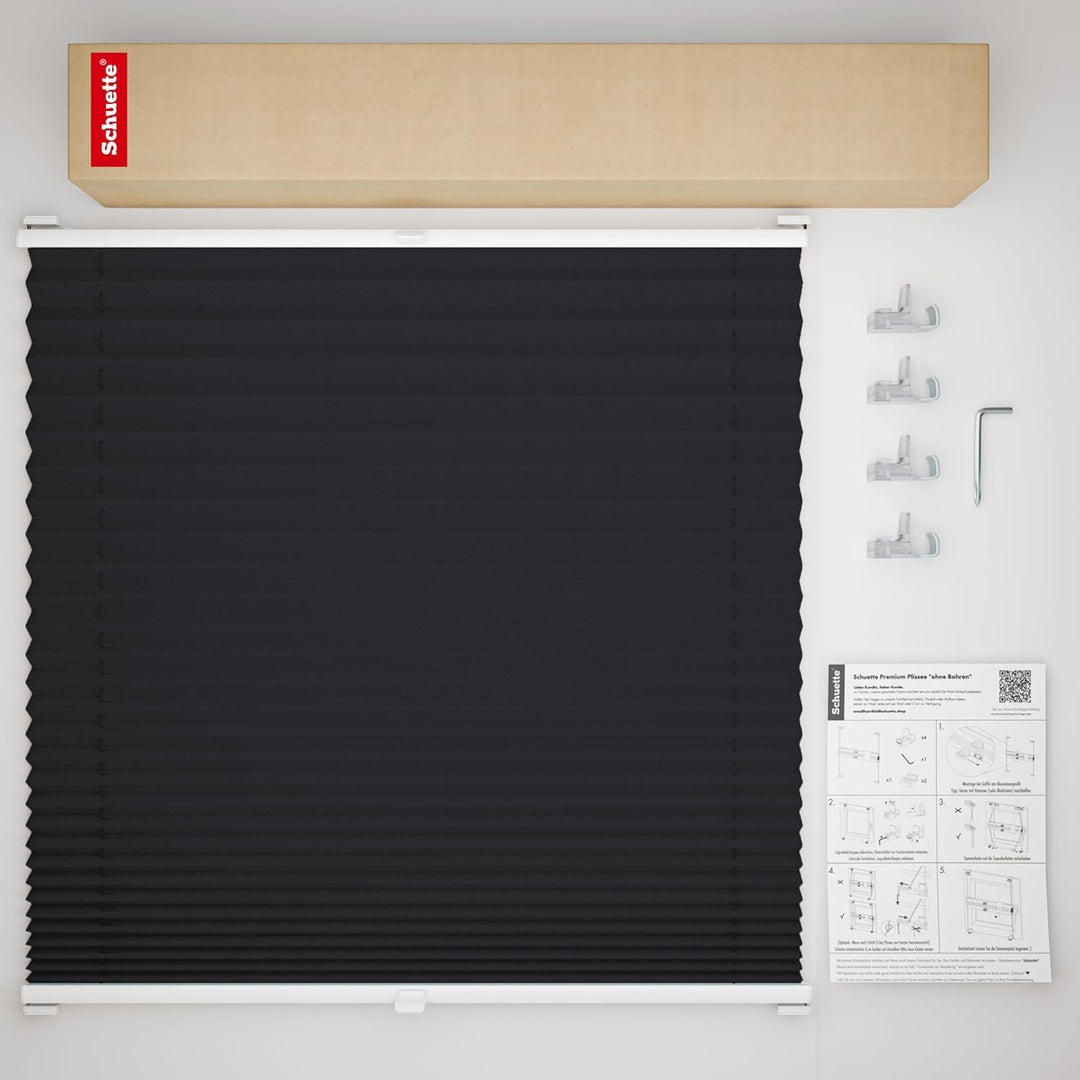 Schuette® Plissee ohne Bohren ● Thermo Kollektion: Dark Night (Schwarz) ● 75x120cm (Breite x Höhe) ●