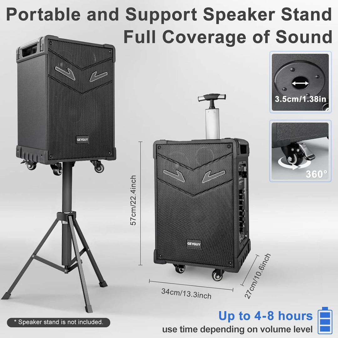 PA-System 3-Wege-Aussenlautsprecher Karaoke-Maschine, wiederaufladbares tragbares Bluetooth 5.0 mit