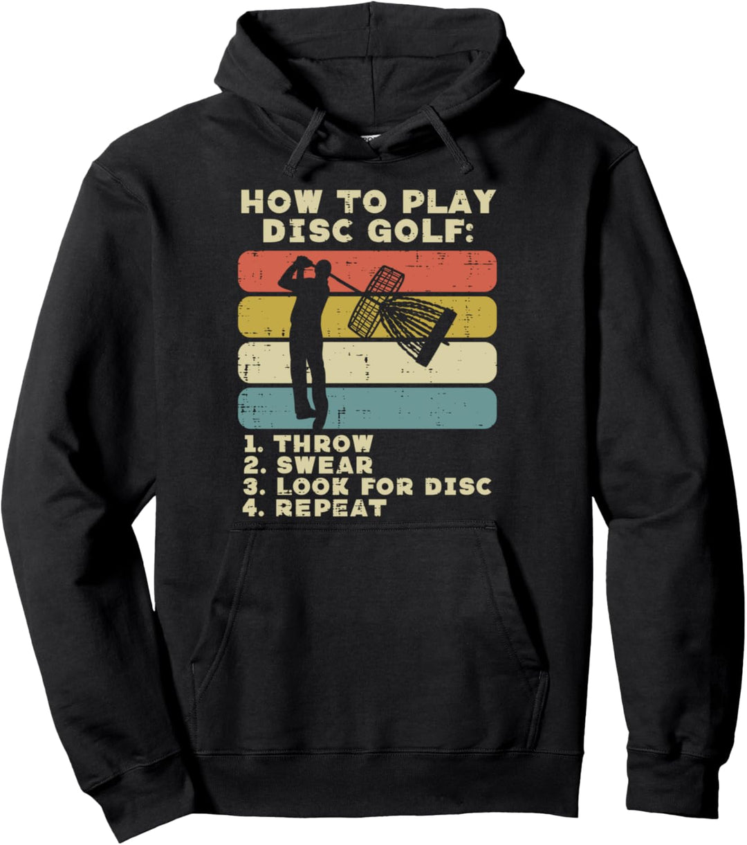 How To Play Disc Golf Sunset Retro Frisbee Golfing Golfer Pullover Hoodie