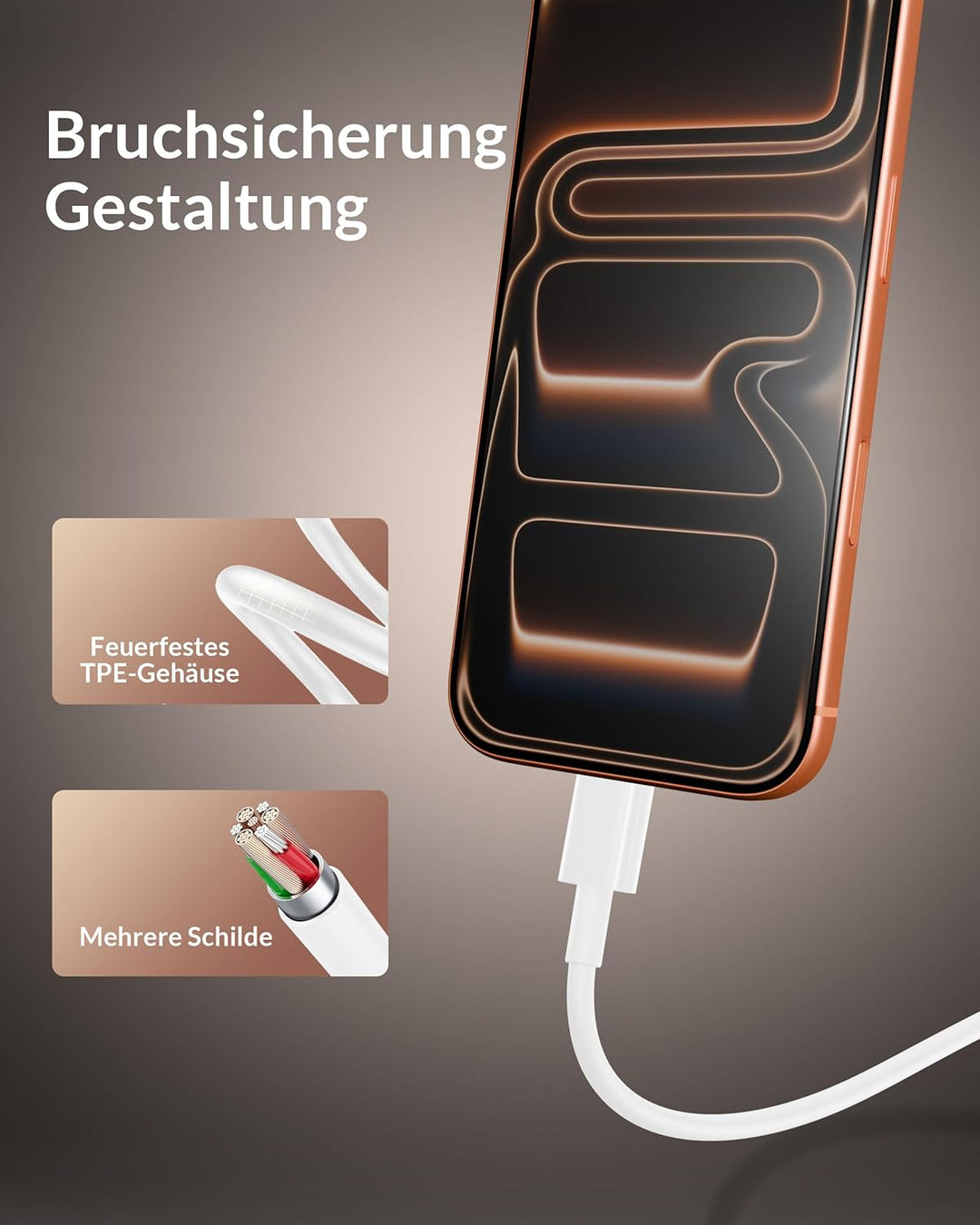 60W 2-Port USB C Ladegerät mit Ladekabel für iPhone 17 Pro Max 17 Air, iPhone 16 15 Pro Max Plus 16e