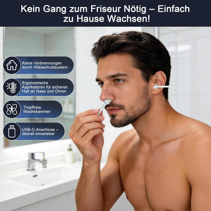Nasenhaarentferner, Nasenhaar Wachs Set mit 30 Wachs-Sticks zur Entfernung von Nasen, USB-Schnellwär
