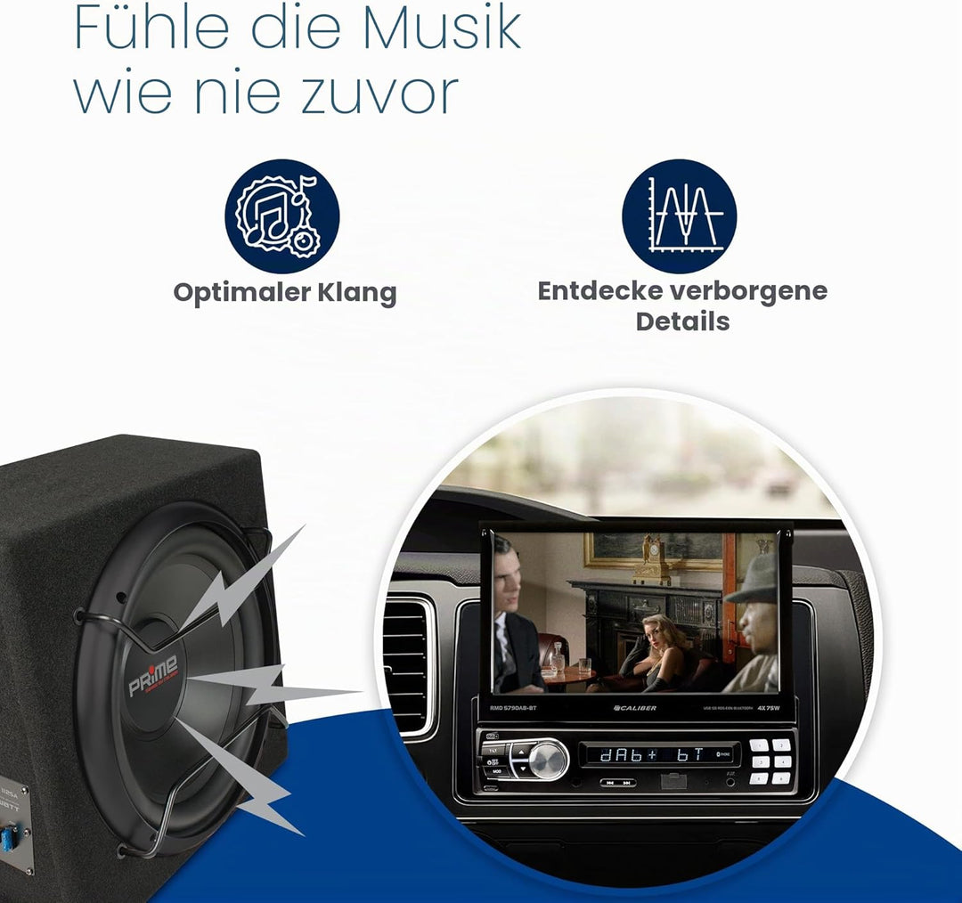 Caliber Auto Lautsprecher Set - Subwoofer Auto Set mit Verstärker 600W - 200W RMS - Schwarz - 12 Zol