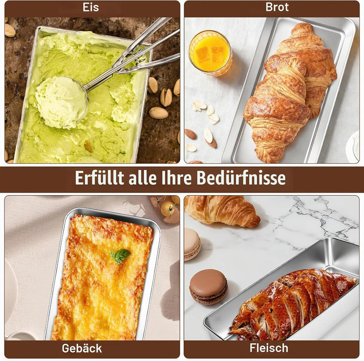 33cm Kastenform Gross, 2er-Set Edelstahl Rechteckig Brotbackform, Kastenform Kuchen, Brotformen zum