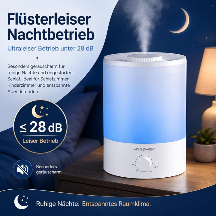 H1-XIT (Weiss) MEGAWISE 3.5L Kühlnebel Luftbefeuchter mit Top Refill, grosse Kapazität, einfach sich