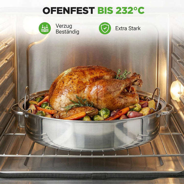 Nutrichef Bräter, Bräter Gusseisen, 50 cm- Bräter mit Deckel Backofengeeignet, Bräter Induktion, Sch