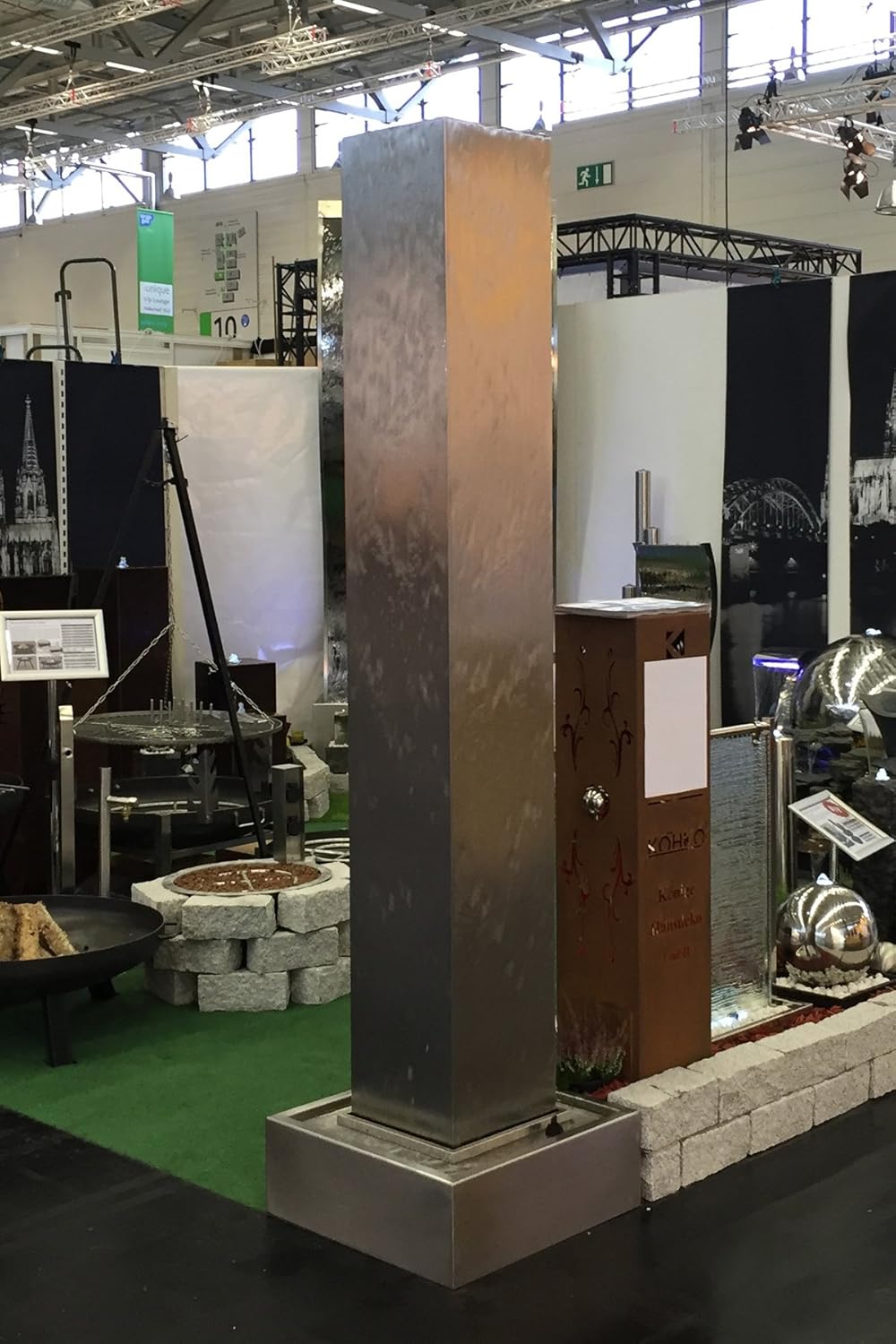 KÖHKO® Gartenbrunnen Tower Höhe 100 cm 26001 Springbrunnen mit Edelstahlbecken 100 CM Edelstahlbecke