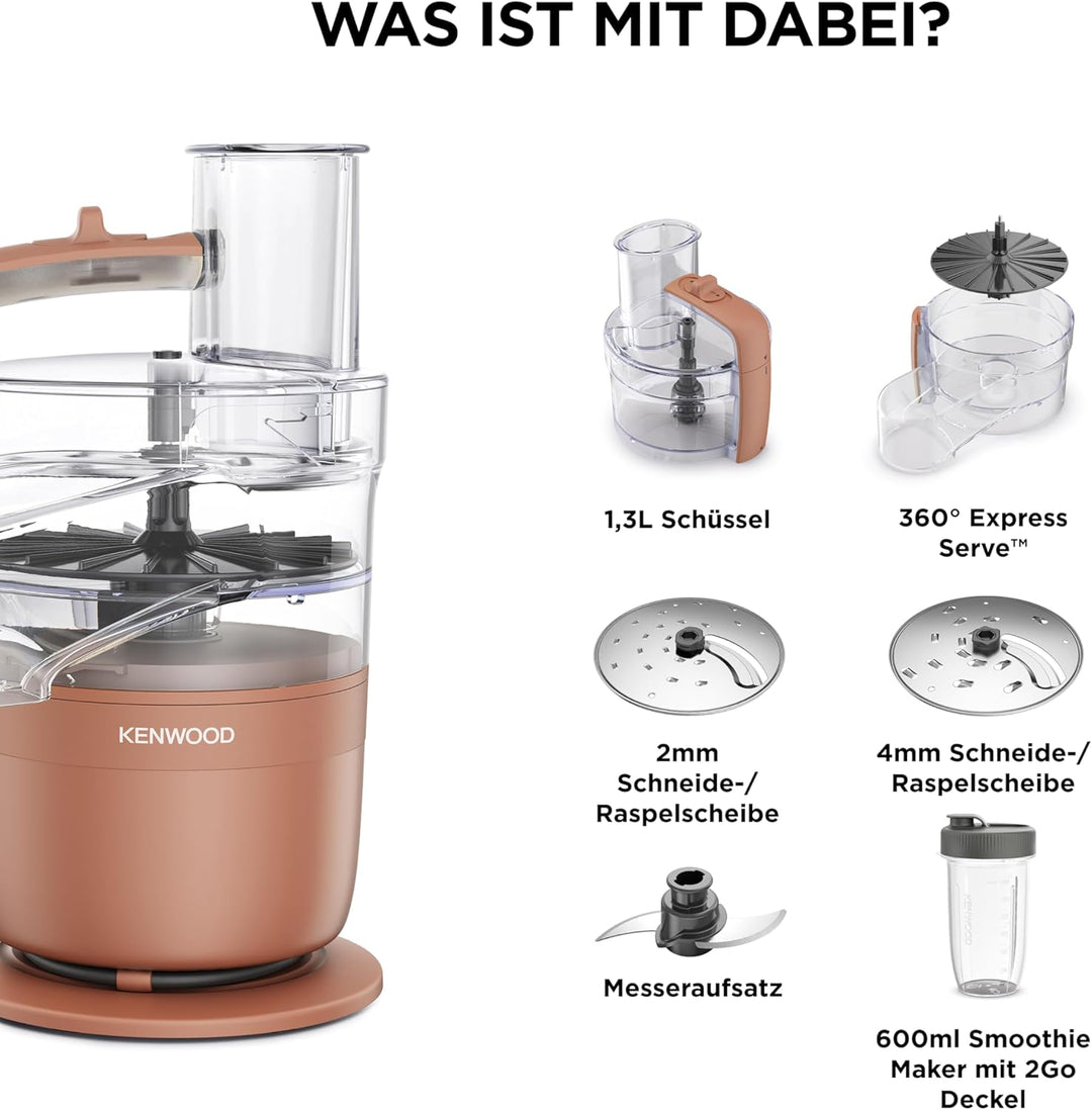 Kenwood MultiPro Compact – Kompakte Küchenmaschine mit Express Serve, Edelstahlmesser, Schneid- und