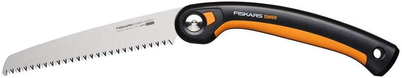 Fiskars Plus Klappsäge, Für dicke Stämme und Äste, 3 Schneidpositionen, Scharfes Power Tooth-Blatt,