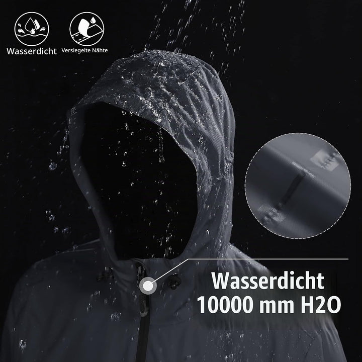 33,000ft Regenjacke Herren Wasserdicht Outdoorjacke Leichte Freizeitjacke Packbare Windjacke Fahrrad