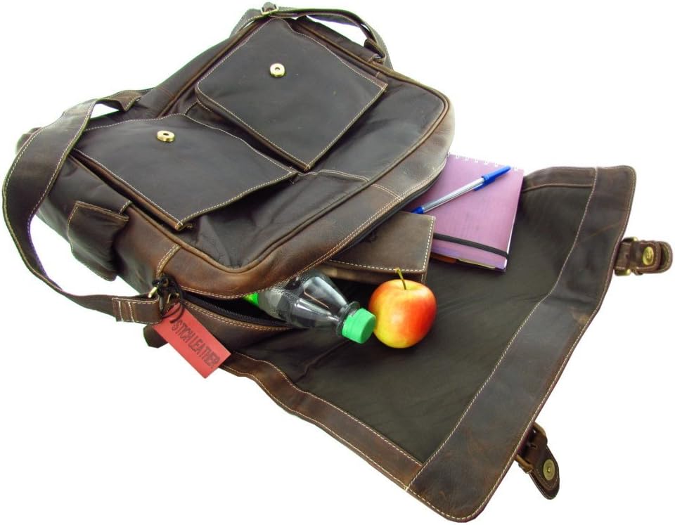 flevado Büffelleder Aktentasche Lehrertasche Unisex geöltes Leder Hochwertig braun