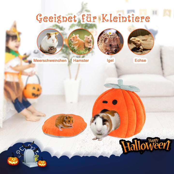 SBAYOOL Halloween Kürbis Meerschweinchen Bett, Niedlich Und Warmes Meerschweinchen Kuschelhöhle, Mee