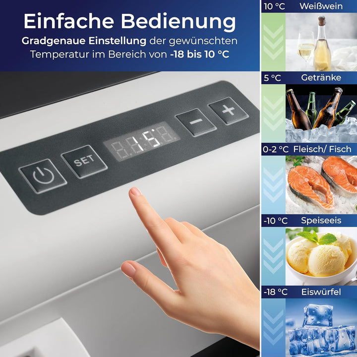KLAMER Kühlbox XXL, elektrische Kühlbox 40L mit Kompressor, 2 Anschlüsse: 230V & 12V für Zigarettena