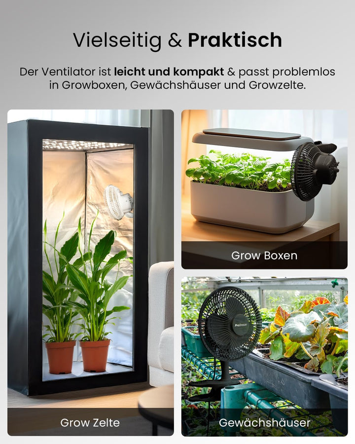 Pro BreezeTM Mini Ventilator mit Clip, sehr leiser Betrieb, 20 cm Durchmesser, 2 Geschwindigkeitsstu