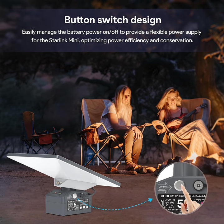 EDUP® Starlink Mini Powerbank 95Wh Akkupack, 19V/5Ah 95Wh/5000 mAh | IP65 Wasserdicht und Staubdicht