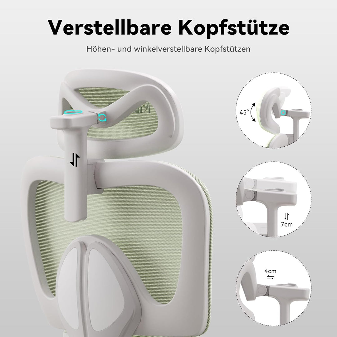 MUSSO E600SE Ergonomischer Bürostuhl, 3-stufig verstellbare Lendenwirbelsäule 3D-verstellbare Armleh