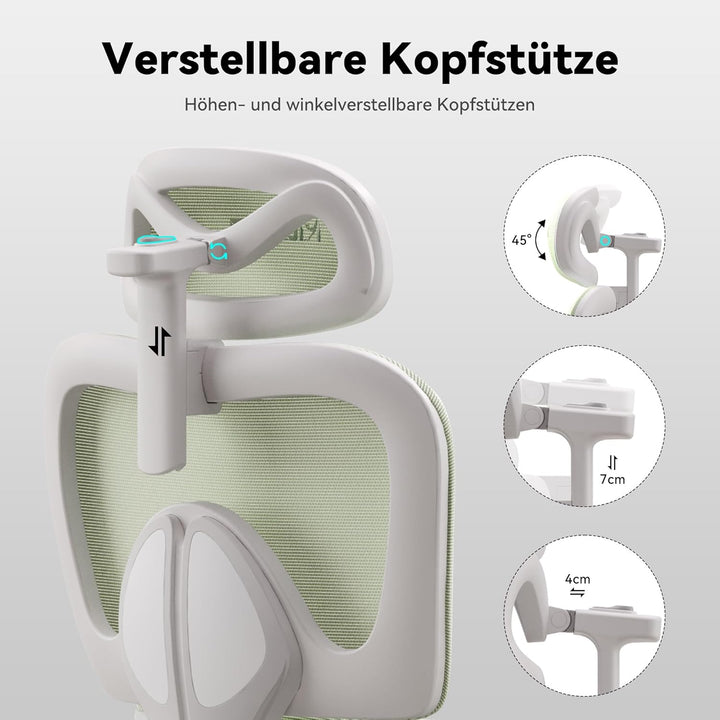 MUSSO E600SE Ergonomischer Bürostuhl, 3-stufig verstellbare Lendenwirbelsäule 3D-verstellbare Armleh