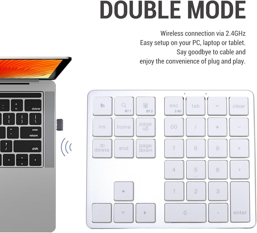 Denash Nummernblock, Kabellos, 35 Tasten, Wiederaufladbare Tastatur mit Dreifacher Geräteumschaltung