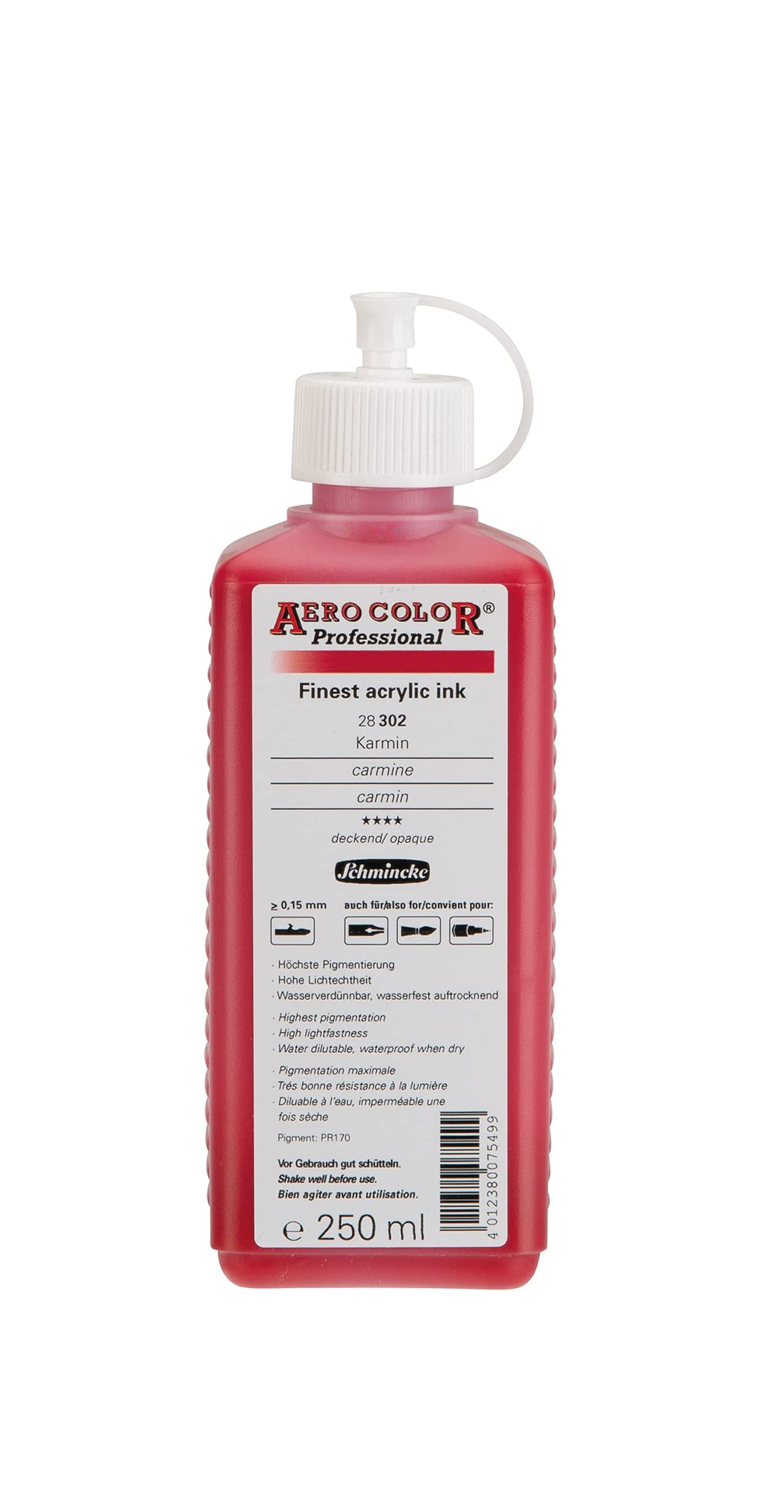 Schmincke - AERO COLOR Professional, Karmin 250 ml, 28302027, feinst-flüssige, farbstarke Acrylfarbe