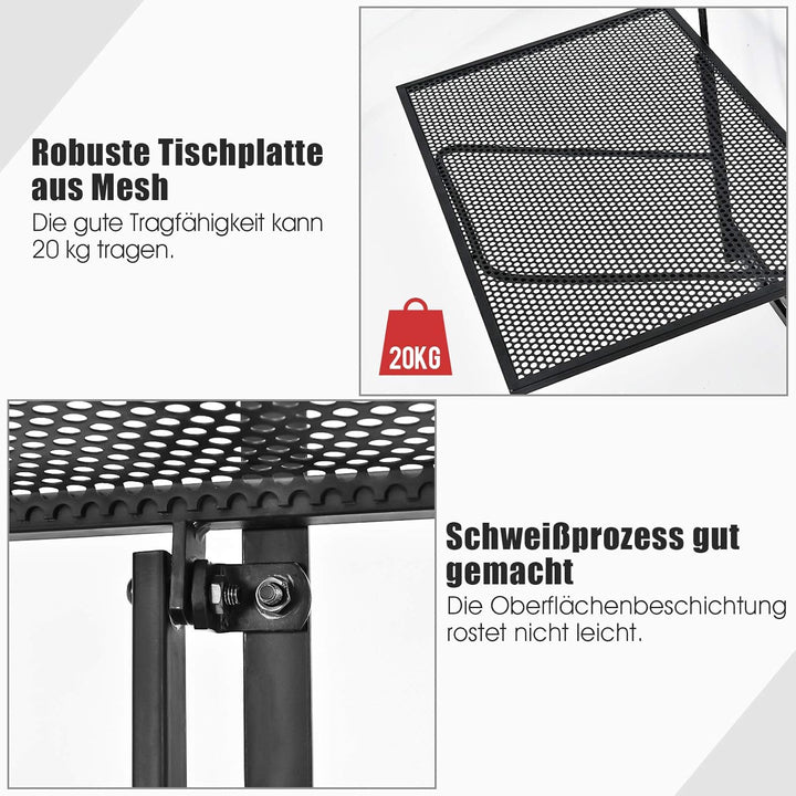 COSTWAY Balkontisch klappbar, Balkonhängetisch zum Einhängen, 5-Fach höhenverstellbar, Klapptisch au