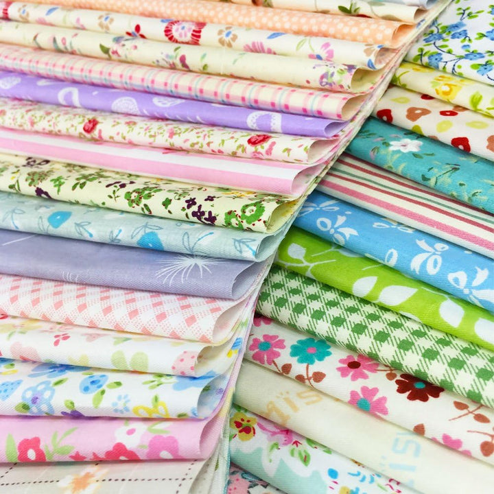 flic-flac Quiltstoff, quadratisch, 100 % Baumwolle, vorgeschnitten, zum Nähen von Blumenstoffen für
