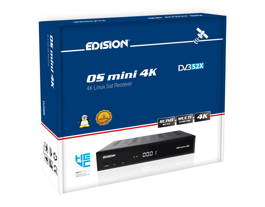 EDISION OS Mini 4K S2X - Linux E2 SAT Receiver H.265/HEVC (1x DVB-S2X, Multistream, Blind Scan, 4K 2