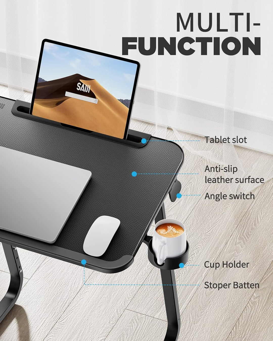 SAIJI Beistelltisch, Doppelnutzung Frühstückstablett Laptoptisch, Stabilere U-förmige Füsse, Couchti