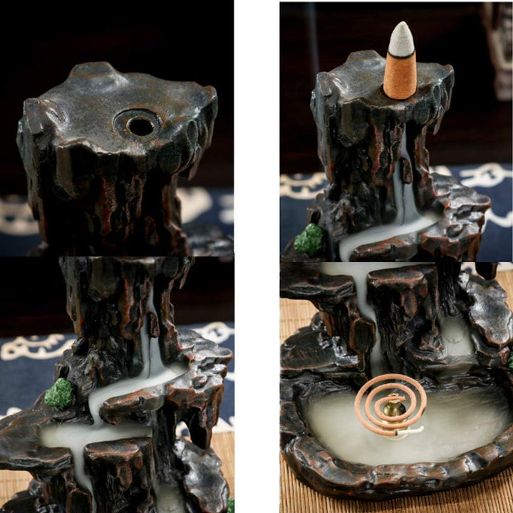 Räucherstäbchenhalter, Wasserfall-Räuchergefäss, Bergbehälter, Aromatherapie, Ornament, Heimdekorati
