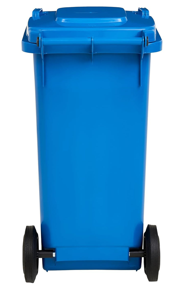 Mülltonne 120 L Blau | Abfallbehälter für Papier und Karton | Blaue Tonne mit Rädern | Mülltonne mit