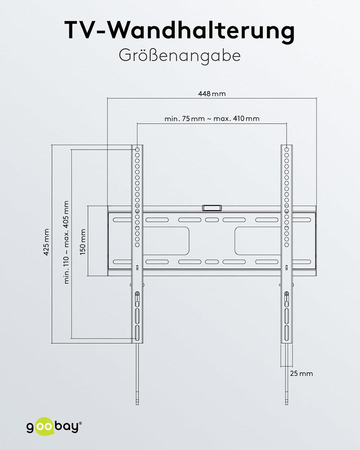 goobay 49890 TV-Wandhalterung Pro Fixed (M), 32" bis 55" (81-140 cm), 50 Kg, einfache & sichere Befe