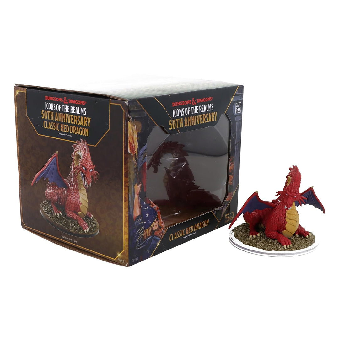 WizKids D&D Icons of The Realms: 50th Anniversary - Classic Red Dragon Boxed Miniature | Dungeons an