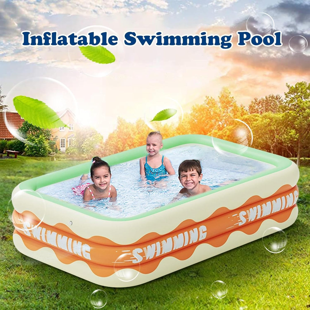 Aufblasbarer Familienpool Rectangular Pool Planschbecken Kinder Erwachsene Aufstellpool Für Partys G
