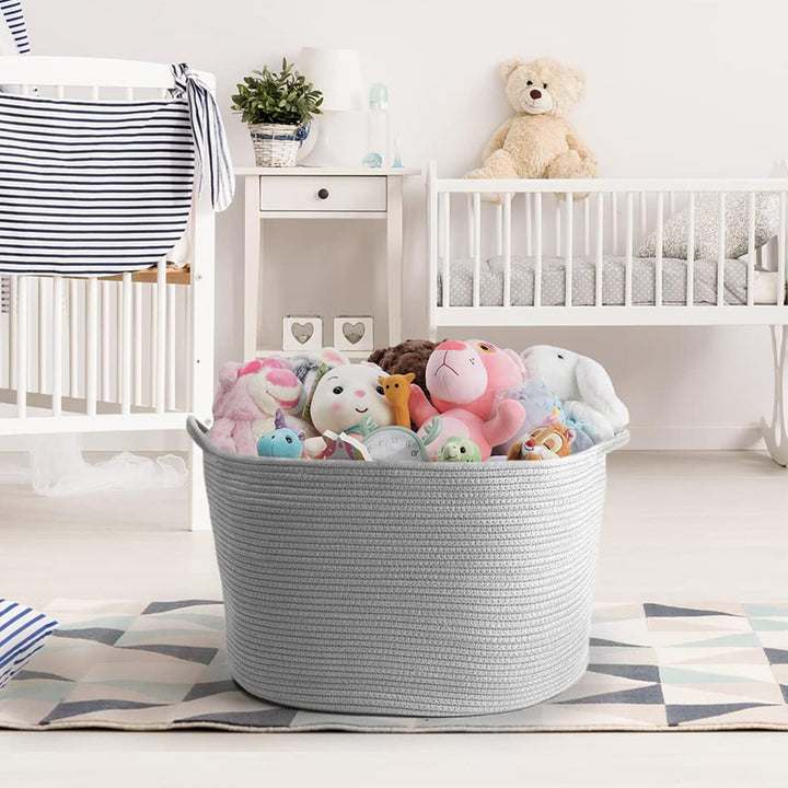 Maliton Wäschekorb - Aufbewahrungskorb für Kleidung, Bettwäsche, Gross D50 x H33 CM, Faltbar Mit 4 T