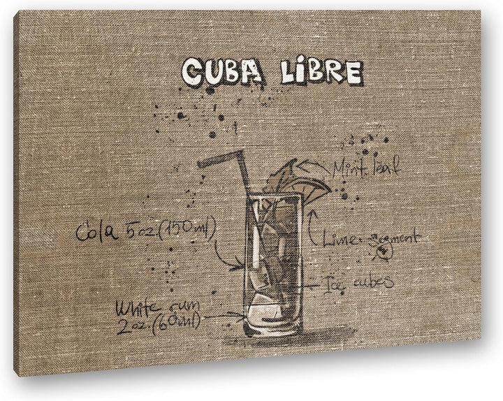 deyoli Rezept für einen Cuba Libre Format: 80x60 Effekt: Sepia als Leinwandbild, Motiv fertig gerahm