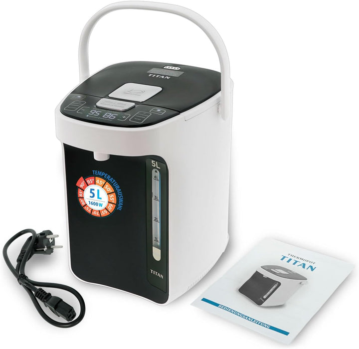 TITAN 2.1: Thermopot 5 Liter, Heisswasserspender 45-95 °C einstellbar, Thermoskanne, Teekocher mit K