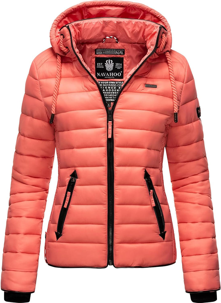 Navahoo Damen leichte Übergangsjacke Steppjacke mit Kapuze Lulana XS-XXL XS Rose Coral, XS Rose Cora