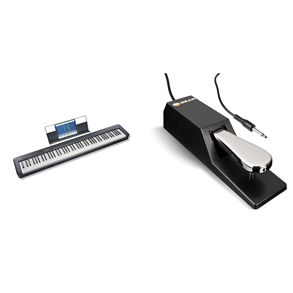 Casio CDP-S110BK Digitalpiano mit 88 gewichteten Tasten, schwarz & M-Audio SP-2 - Universal Sustain