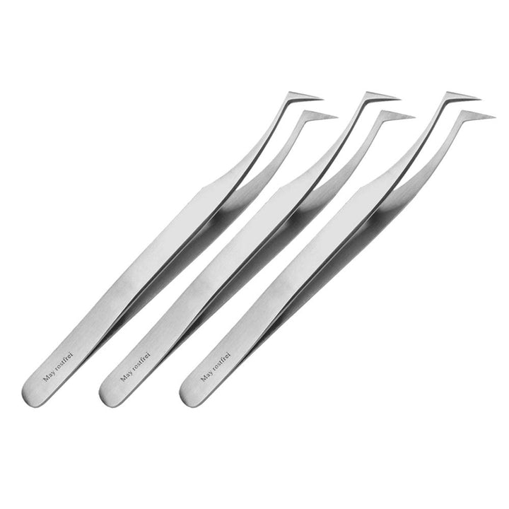 May - Set 3x technische Pinzette gebogen und spitz - Modellbau Pinzette - Uhrmacherpinzette - Elektr