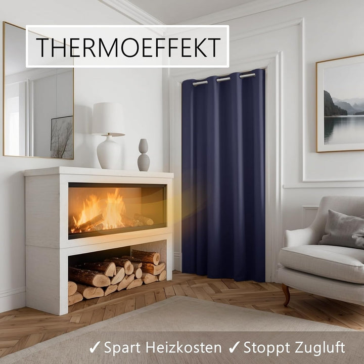 tinycurtains, Türvorhang mit Teleskopstange, einfache Montage in nur 1 Minute ohne Bohren (Türgardin