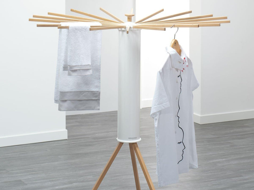 Foppapedretti Octopus Myhome Wäscheständer, Aluminium/PVC/Holz Buche, weiss, 112 x 112 x 121 cm stra