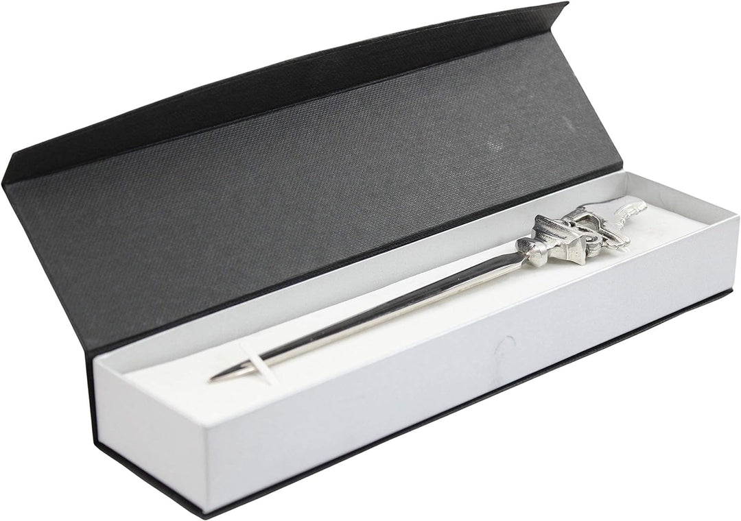 Cavagnini, Eleganter Brieföffner aus Edelstahl und Zinn, inklusive Geschenkbox. Pattino, Pattino